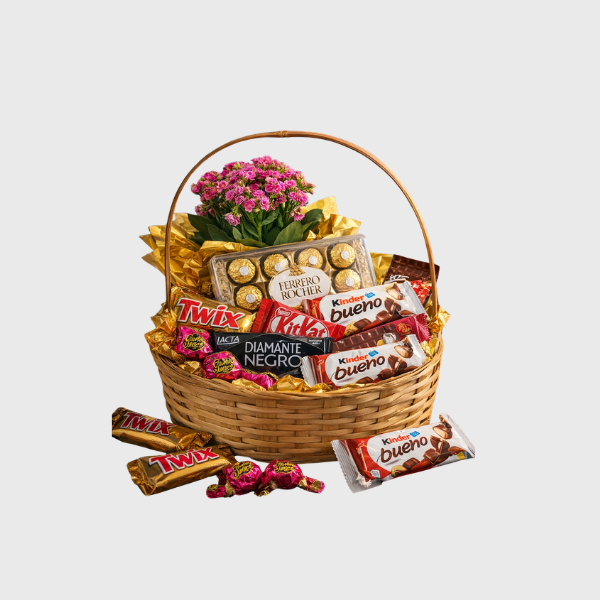 Cesta de Chocolates com Flores